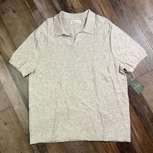 Mutual Weave Shirt Men’s Size XL Polo Short Sleeve Stretch Oatmeal Heather NWT